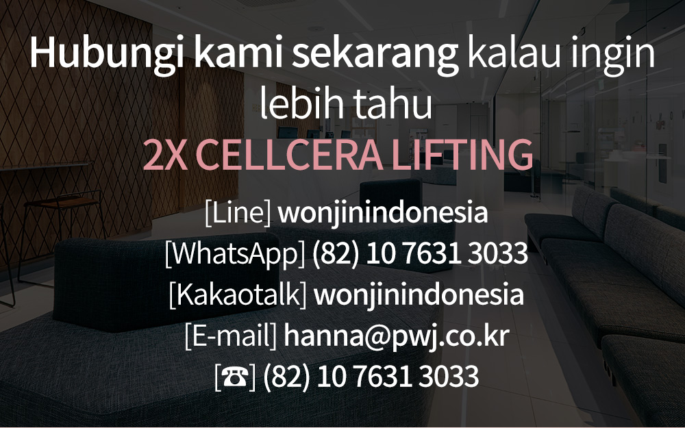 Hubungi kami sekarang kalau ingin lebih tahu2X CELLCERA LIFTING  [Line] wonjinindonesia[WhatsApp] (82) 10 7631 3033[Kakaotalk] wonjinindonesia[E-mail] hanna@pwj.co.kr[☎] (82) 10 7631 3033