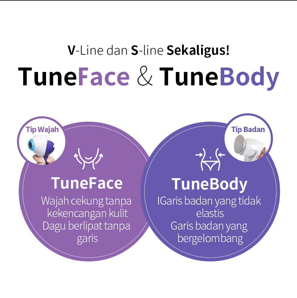 V-Line dan S-line Sekaligus! TuneFace & TuneBodyTuneFace Wajah cekung tanpa kekencangan kulitDagu berlipat tanpa garis,TuneBodyIGaris badan yang tidak elastisGaris badan yang bergelombang