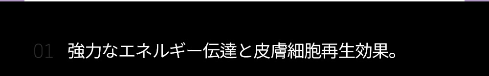 01 強力なエネルギー伝達と皮膚細胞再生効果。