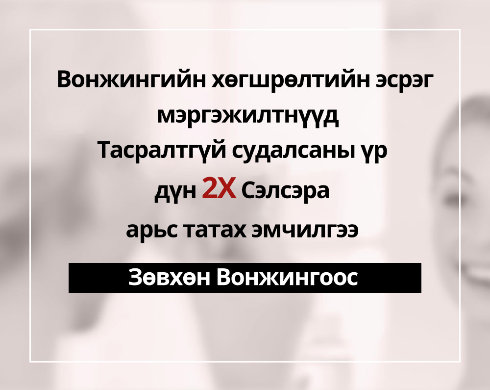 Вонжингийн хөгшрөлтийн эсрэгмэргэжилтнүүдТасралтгүй судалсаны үр дүн 2X Сэлсэра арьс татах эмчилгээ , Зөвхөн Вонжингоос