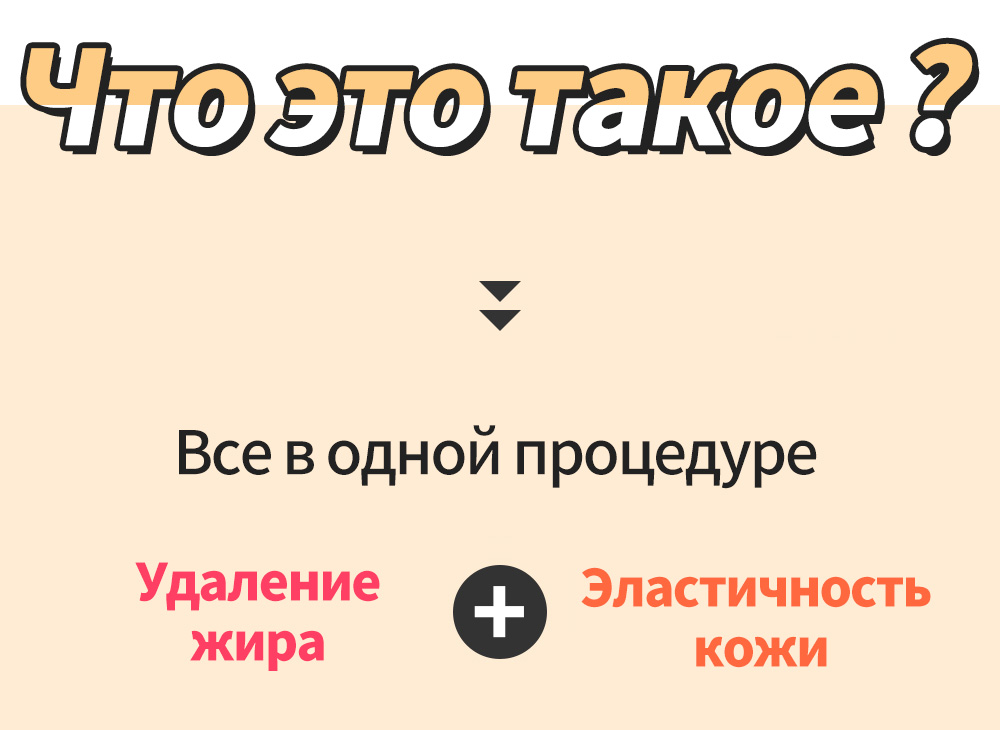 Что это такое ? >> Все в одной процедуре  Удаление жира + Эластичность кожи